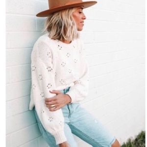 | loft • cammie bobble pointelle sweater • cream |